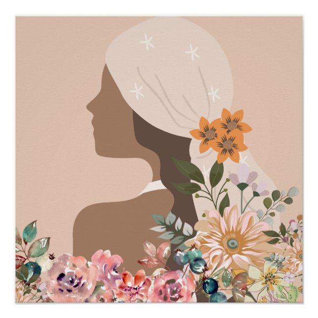 Neutrale Ästhetik Frau Botanisch  Poster (Vorderseite)