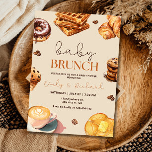 Neutrale Baby-Brunch-Baby-Shower-Einladung, Frühst Einladung