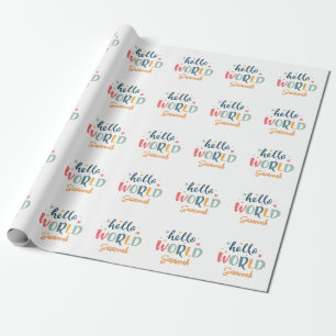 Neutrale Baby Shower Baby mit individuellem Namen Geschenkpapier