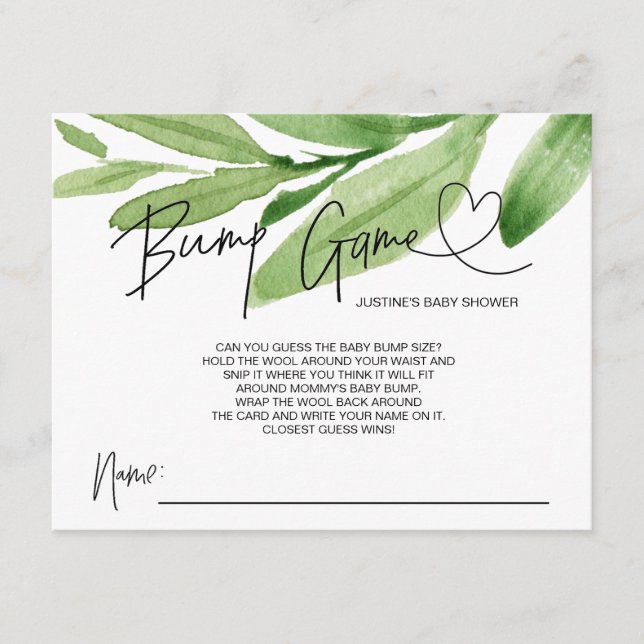 Neutrale Baby Shower Game Bump Guess Boy Girl Card Begleitkarte (Vorderseite)