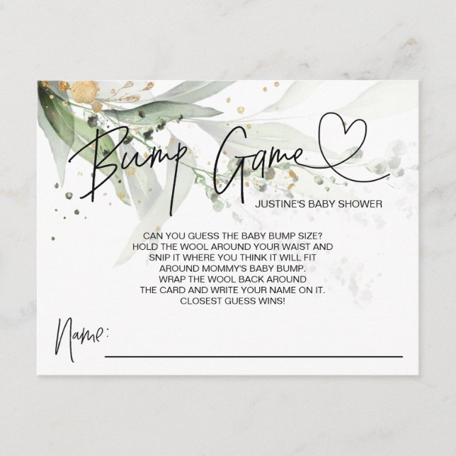 Neutrale Baby Shower Game Bump Ratet Niedliche Kar Begleitkarte (Vorderseite)