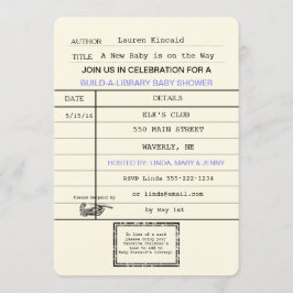 Neutrale Baby Vintag Library Card Dusche Einladung