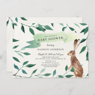 Neutrale Babydusche aus Holz Einladung