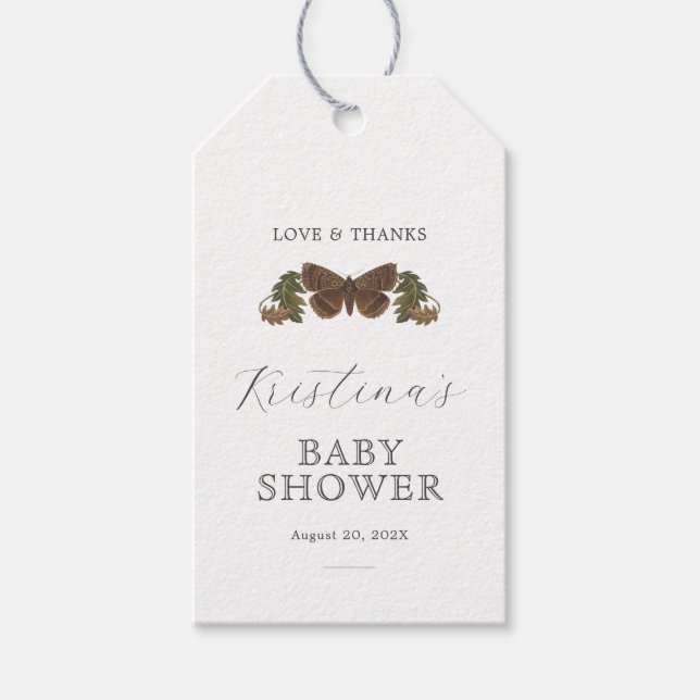 Neutrale Babydusche aus Holz Geschenkanhänger (Vorderseite)