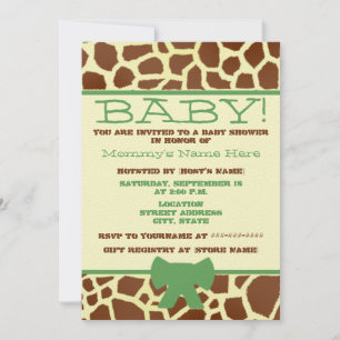 Neutrale Babydusche Einladung - Giraffe Print & Gr