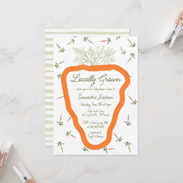 Neutrale Babydusche für Bauern in lokalen Anbaugeb Einladung (Vorderseite/Rückseite Beispiel)