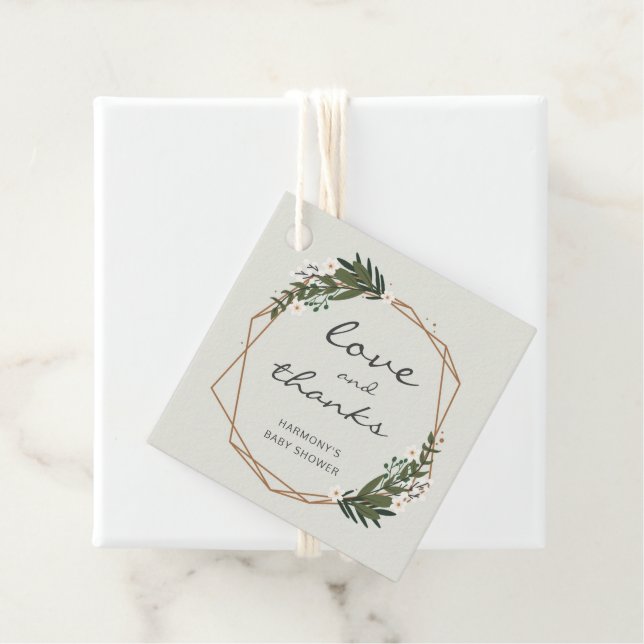 Neutrale Babydusche für das geometrische Geschlech Geschenkanhänger (Beispiel)