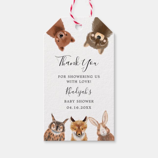 Neutrale Babydusche für das Waldergeschlecht Geschenkanhänger (Vorderseite)