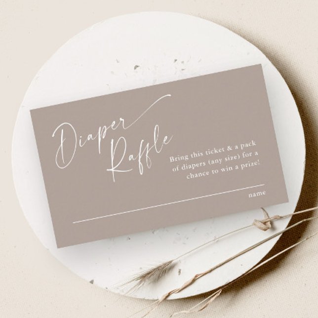 Neutrale Babydusche für Drehbuch-Windeln Begleitkarte (Modern script gender neutral boho baby shower diaper raffle enclosure card.)
