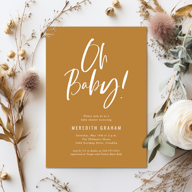 Neutrale Babydusche für einfache Kalligraphie Einladung (Von Creator hochgeladen)