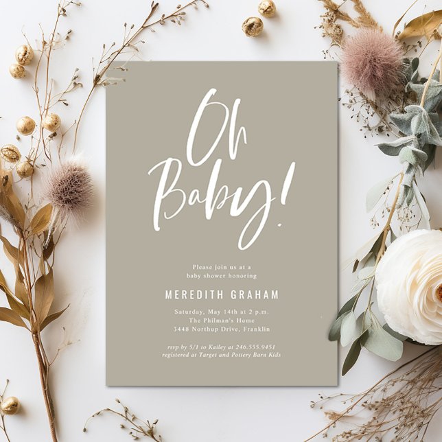 Neutrale Babydusche für einfache Kalligraphie Einladung (Von Creator hochgeladen)