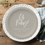 Neutrale Babydusche für einfache Kalligraphie Pappteller<br><div class="desc">Die Teller der einfachen Kalligraphie Gender Neutral Baby Shower sind mit einer unterhaltsamen und modernen Kalligraphie in kühnen,  kräftigen Farben ausgestattet.</div>