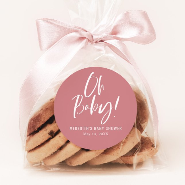 Neutrale Babydusche für einfache Kalligraphie Runder Aufkleber (Von Creator hochgeladen)