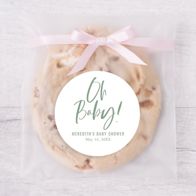 Neutrale Babydusche für einfache Kalligraphie Runder Aufkleber (Von Creator hochgeladen)