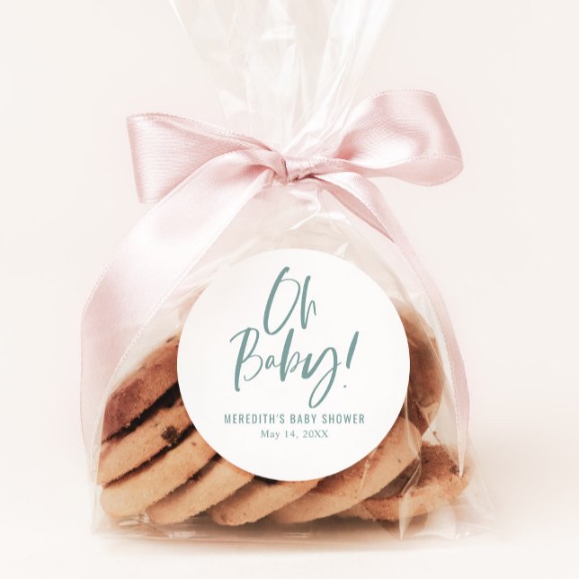 Neutrale Babydusche für einfache Kalligraphie Runder Aufkleber (Von Creator hochgeladen)