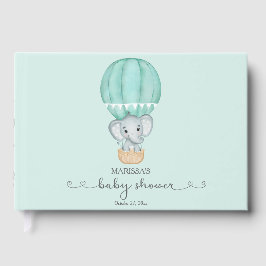 Neutrale Babydusche für Grüne Elefanten Gästebuch