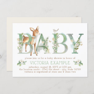 Neutrale Babydusche für Hirsche Einladung