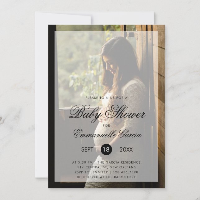 Neutrale Babydusche für moderne Fotos Einladung (Vorderseite)