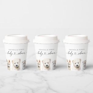 Neutrale Babydusche für Wintertiere Pappbecher