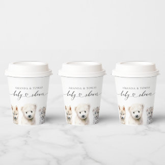 Neutrale Babydusche für Wintertiere Pappbecher