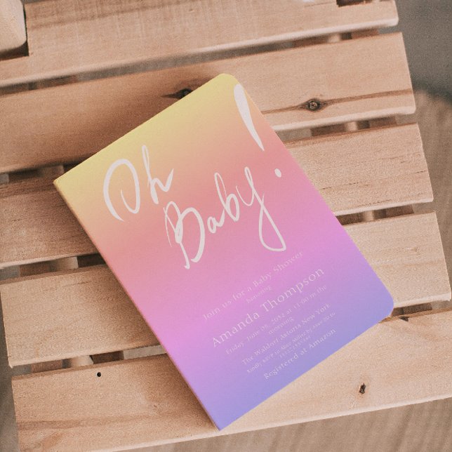 Neutrale Babydusche mit handgeschriebenem Gradient Einladung (Von Creator hochgeladen)