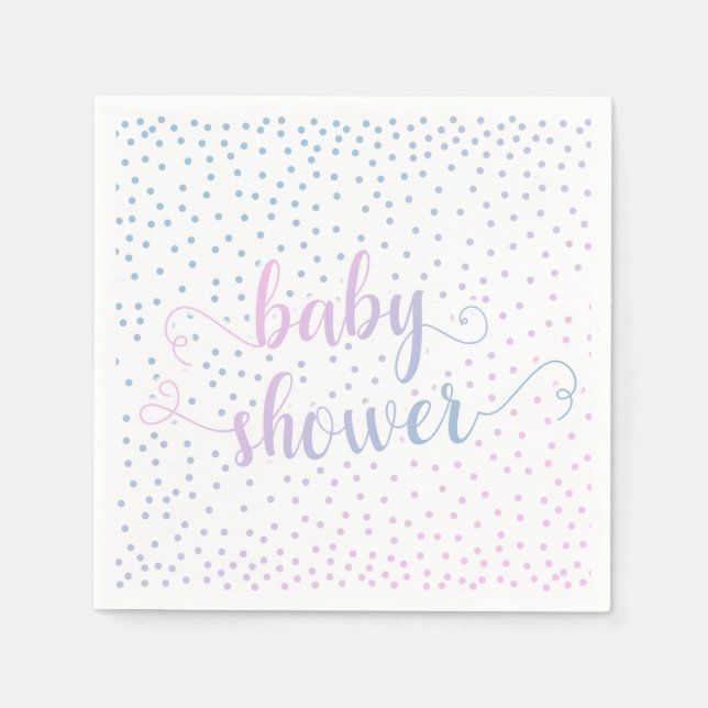 Neutrale Babydusche Rosa Blauer Konfetti Serviette (Vorderseite)