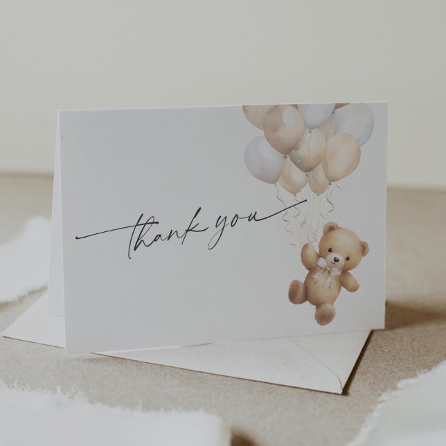 Neutrale Babydusche Teddybär Thema Geschlecht Dankeskarte (Beige We Can Bearly Wait, Teddy Bear Gender Neutral baby Shower Thank you Cards.)