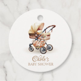 Neutrale Babydusche von Boho Floral Stroller Geschenkanhänger