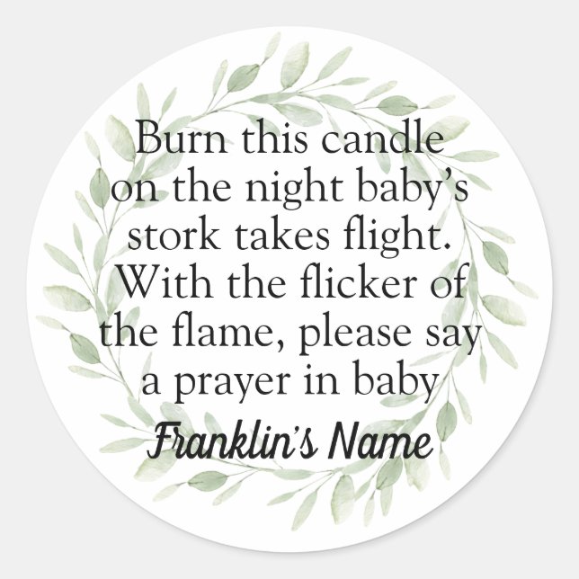 Neutrale Babyduschkerze für Gender Classic Ro Runder Aufkleber (Vorderseite)