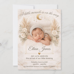 Neutrale Babyparty Boho Floral Mond Baby Sprinkle Einladung