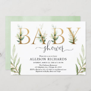 Neutrale Babyparty des Grüns des Geschlechtes Einladung