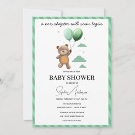 Neutrale Babyparty-Einladung Teddybär Grün Ba Einladung