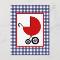 Neutrale Babyparty - roter Wagen u. blauer Gingham