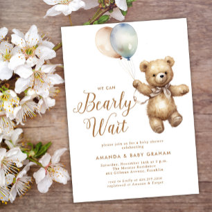 Neutrale Bear Wait Teddy Bear Baby Shower Einladung