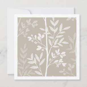 Neutrale beige Blumensilhouette Botanische Kunstka Karte