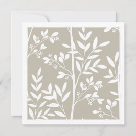Neutrale beige Blumensilhouette Botanische Kunstka Karte