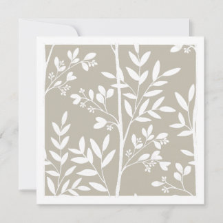 Neutrale beige Blumensilhouette Botanische Kunstka Karte