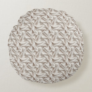 Neutrale Beige-, Creme- und Elfenbein-Sherpa-Decke Rundes Kissen