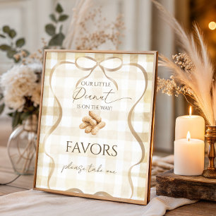 Neutrale Beige Gingham Erdnuss Babyparty Geschenke Poster