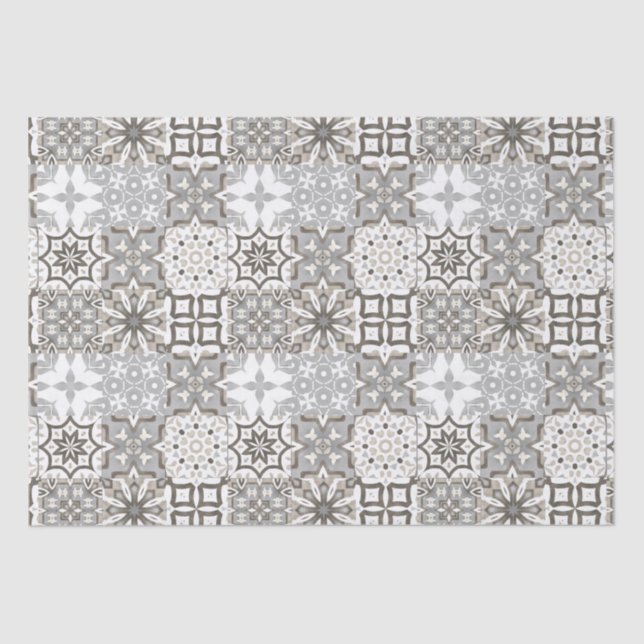 Neutrale, beige, graue, marokkanische Fliesen Seidenpapier (Vorderseite)