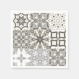 Neutrale, beige, graue, marokkanische Fliesen Serviette