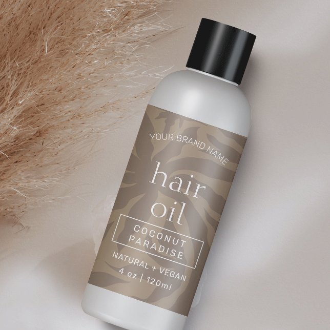 Neutrale Beige Modernes 4 OZ Kosmetisches Flaschen Rechteckiger Aufkleber (Modern neutral beige aesthetic cosmetic bottle wrap around label with fully editable text & colors)