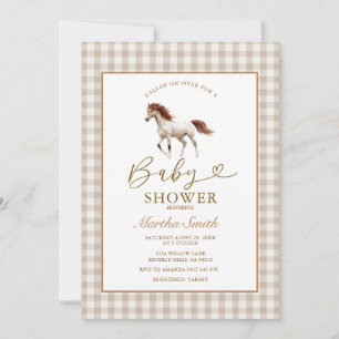 Neutrale Beige-Pony-Horse-Baby-Shower-Einladung Einladung