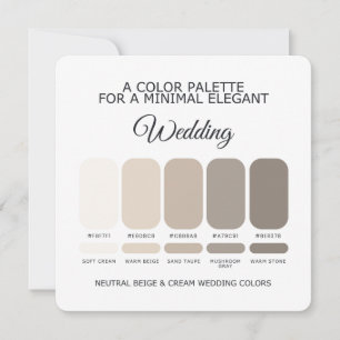 Neutrale Beige und Creme Hochzeitsfarbpalette Kart Einladung