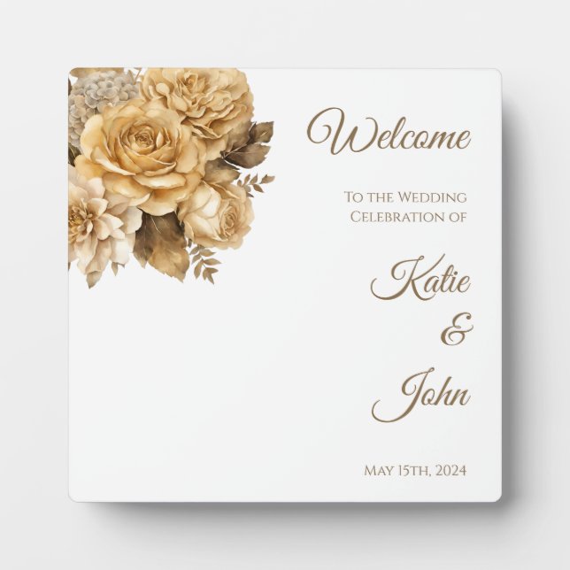 Neutrale Blume Bouquet-Wedding- Fotoplatte (Vorderseite)