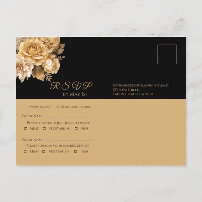 Neutrale Blume Bouquet-Wedding RSVP- Einladungspostkarte (Rückseite)