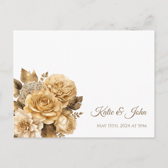 Neutrale Blume Bouquet-White Wedding RSVP- Einladungspostkarte (Vorderseite)