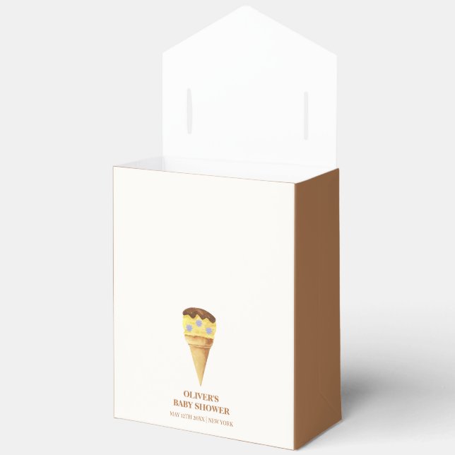 Neutrale Blume Scoop Ice Cream Boy Babydusche Geschenkschachtel (Offen)