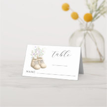 Neutrale Blumen-Baby-Shower-Platzkarten-Zelte