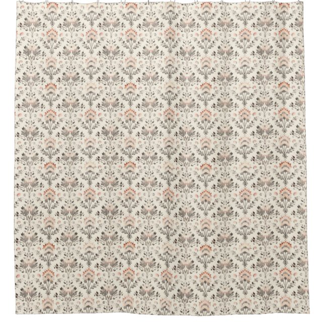 Neutrale Blush-Grau-Botanik-Duschvorhang Duschvorhang (Vorderseite)